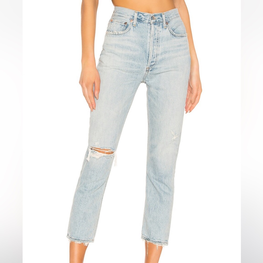 Agolde Riley crop straight jeans in shatter